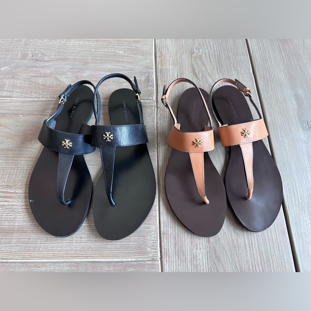 Tory Burch Capri Sandals size 7.5 in Black and Tan LOT